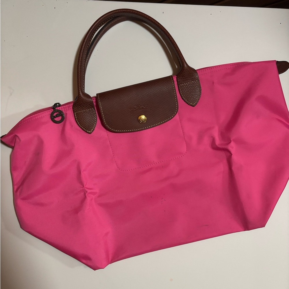 LONGCHAMP

Pink Tote Bag with Brown Accents